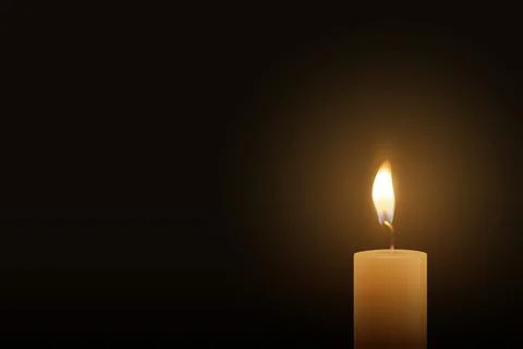 Candle Light, Vector Illustration with 3d Realistic Burning Flame on Dark Illustrazione stock