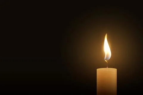 Candle Light, Vector Illustration with 3d Realistic Burning Flame on Dark Bac Stock Illustration