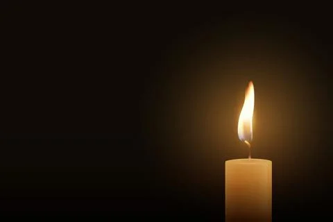 Candle Light, Vector Illustration with 3d Realistic Burning Flame on Dark B.. Stock Illustration