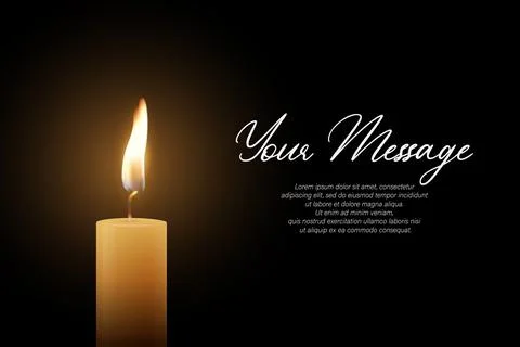 Candle Light, Vector Illustration with Burning Flame on Dark Background Illustrazione stock