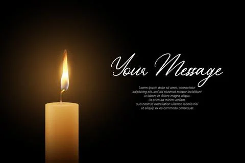 Candle Light, Vector Illustration with Burning Flame on Dark Background Illustrazione stock