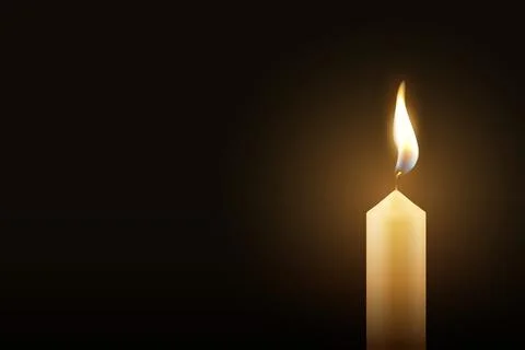 Candle Light, Vector Illustration. Realistic Burning Flame on Dark Background Stock Illustration