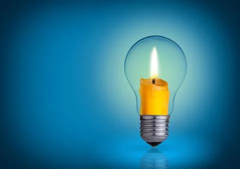 Candle into lighting bulb. Stock Photos
