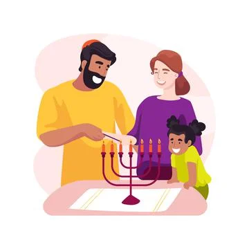 Candle-lighting isolated cartoon vector illustration. Ilustración de archivo