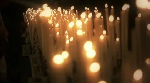 Candle Lights in rows Stock Footage 15735300