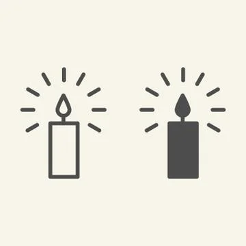 Candle line and solid icon. Holiday wax candle with lightning outline style Stock-Illustration