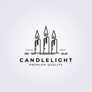Candle line art logo vector illustration design Stock Illustration