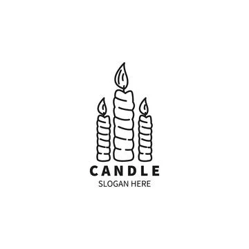 Candle line art logo vector illustration template design Stock Illustration