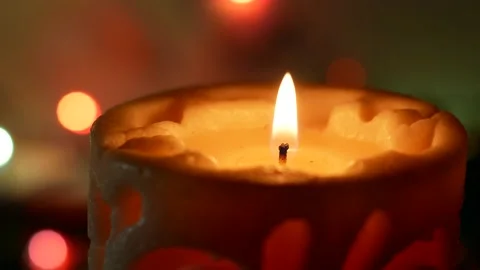 Candle is lit against the background close up Stock Footage 143381719