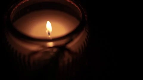 Candle Lit in Darkness with Soft Glow. Stock Footage 306858795