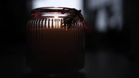 Candle Lit in Darkness with Soft Glow. Stock Footage 306858894