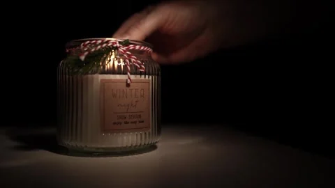 Candle Lit in Darkness with Soft Glow. Stock-Footage 306859203