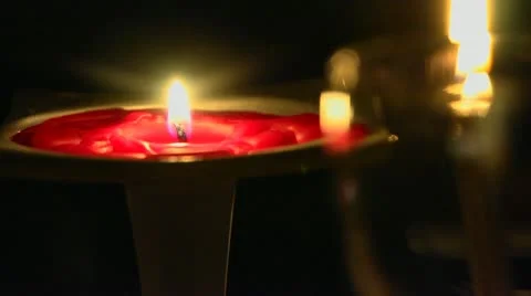 Candle lit wine Stock Footage 12519201