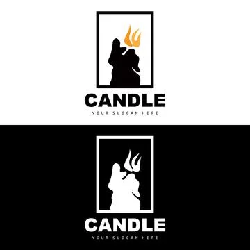Candle Logo, Elegant Romantic Candle Light Dinner Flame Light Design, Tradi.. Stock Illustration