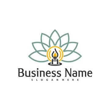 Candle with Lotus logo vector template, Creative Lotus with Candle logo des.. Stock Illustration