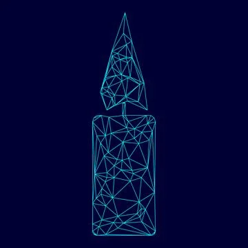 Candle low poly triangulation triangulated polygonal electric cyan blue vibra Ilustración de archivo
