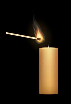 A candle with a match Stock Illustration