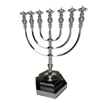 Candle menorah 3D render Stock-Illustration