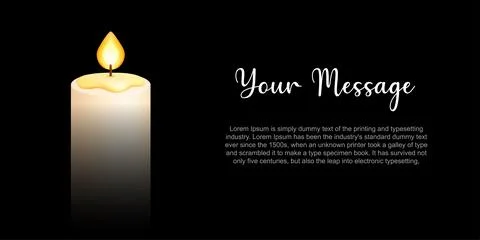 Candle message banner with black background and glowing flame. Editable greeting Stock-Illustration