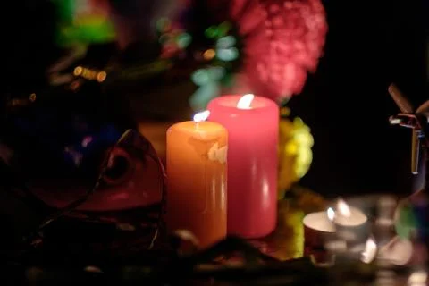 Candle of mourning Stock Photos