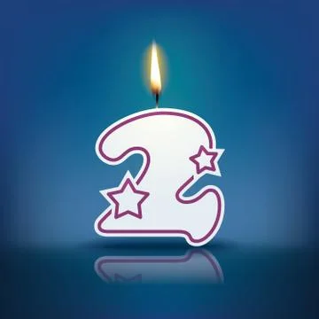 Candle number 2 with flame Stock Illustration