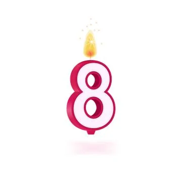 Candle number eight Stock Illustration