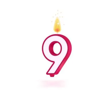 Candle number nine Stock Illustration