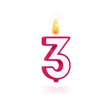 Candle number three Stock Illustration