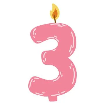 Candle number two in flat style. Hand drawn vector illustration of 2 symbol.. Stock Illustration