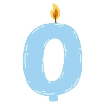 Candle number zero in flat style. Hand drawn vector illustration of 0 symbol Stock Illustration