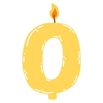 Candle number zero in flat style. Hand drawn vector illustration of 0 symbol Stock Illustration