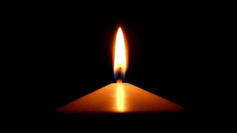 Candle orange flame is burning, dark background Stock Footage 301420457