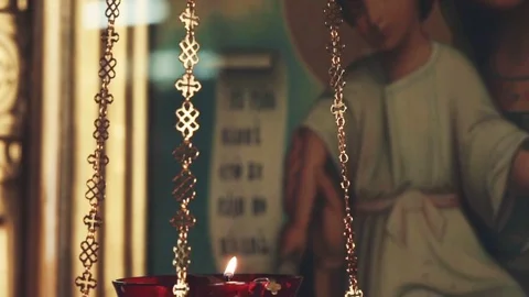 Candle in the Orthodox macro Stock Footage 75963417