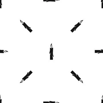 Candle pattern seamless black Illustrazione stock