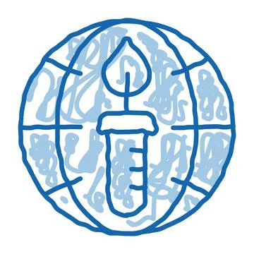 Candle Planet Earth Problem doodle icon hand drawn illustration Illustrazione stock