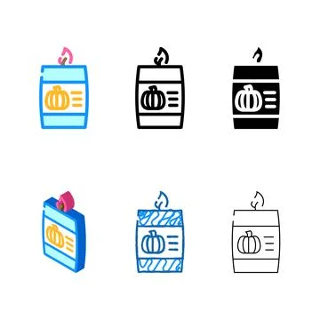 Candle pumpkin color set icon vector Stock Illustration