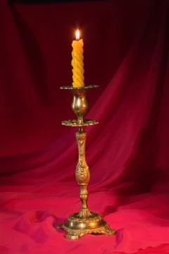 Candle On A Red Stock Photos