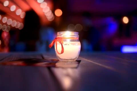 Candle in a restaurant Stock-Fotos