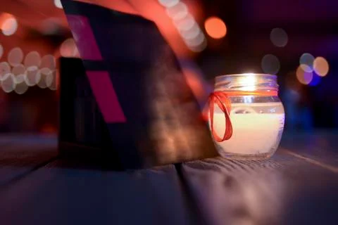Candle in a restaurant Stock-Fotos