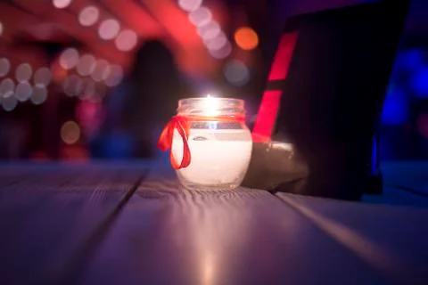 Candle in a restaurant Stock-Fotos