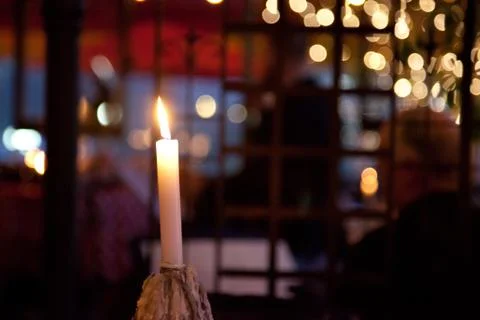 Candle in restaurant Stock Photos