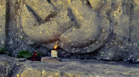 Candle on ruins Stock Footage 853123