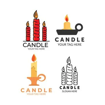 Candle set collection logo icon Stock Illustration
