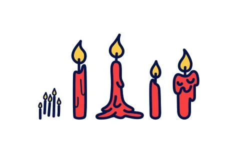 Candle set in doodle style. Stock Illustration