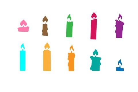 Candle set icon, fire, burn Stock Illustration