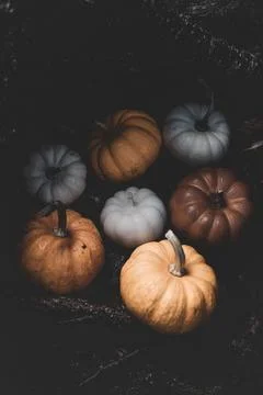 Candle in the shape of a pumpkin on a background Stock Photos