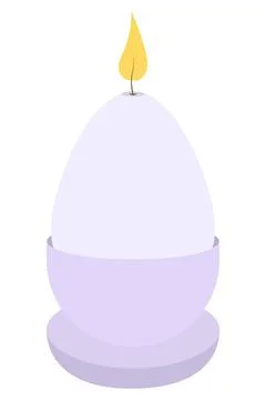 Candle in the shape of a purple Easter egg. Stock Illustration
