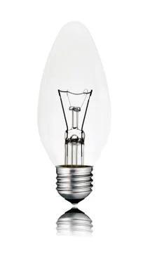 Candle Shaped Lightbulb with reflection Isolated Stock Photos