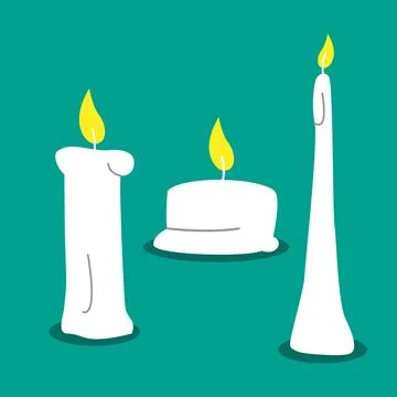 Candle in a simple style of different shapes, vector graphics, line art Stock Illustration