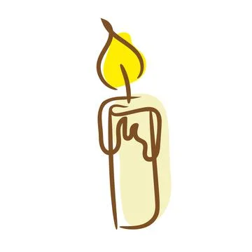 Candle Single hand drawn doodle illustration. Elements for greeting cards, po Stock Illustration